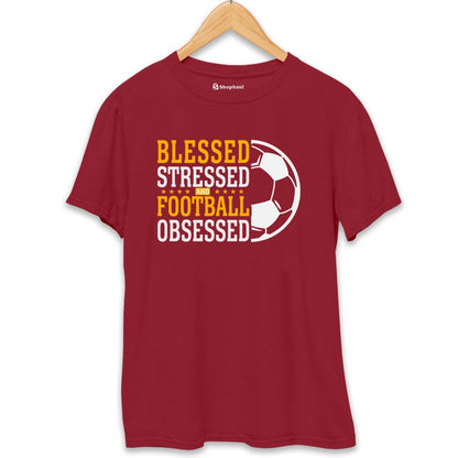 Blessed Stressed Football T-Shirt  Maroon-XXL