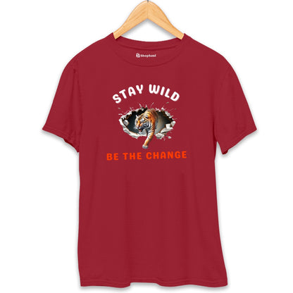 Stay Wild Tiger T-Shirt  Maroon-XXL