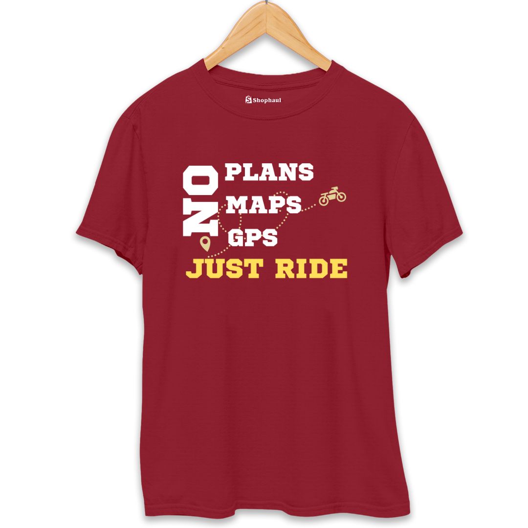 No Plans No Maps Just Ride Biker T-Shirt The Shophaul