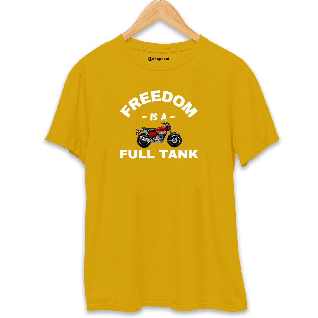 Freedom is a Full Tank Biker T-Shirt  Mustard-Yellow-XXL