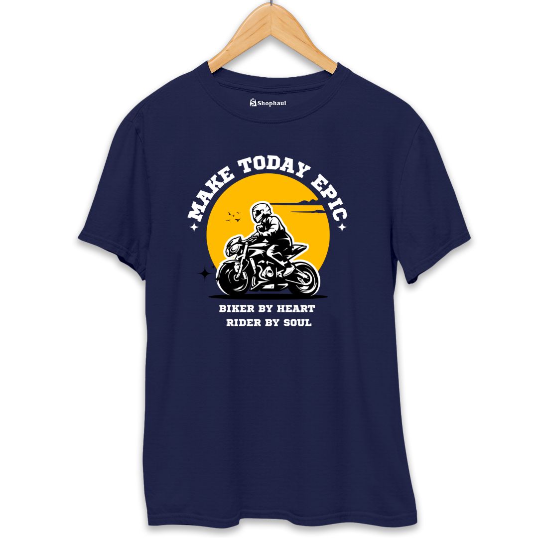 Make Today Epic Biker T-Shirt  Navy-Blue-XXL