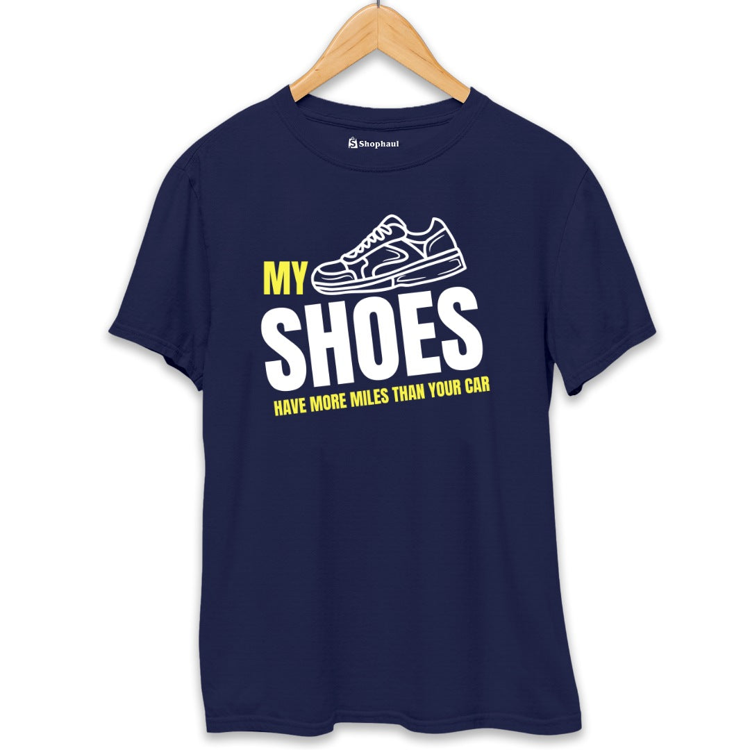 My Shoes Have More Miles Running T-Shirt  Navy-Blue-XXL