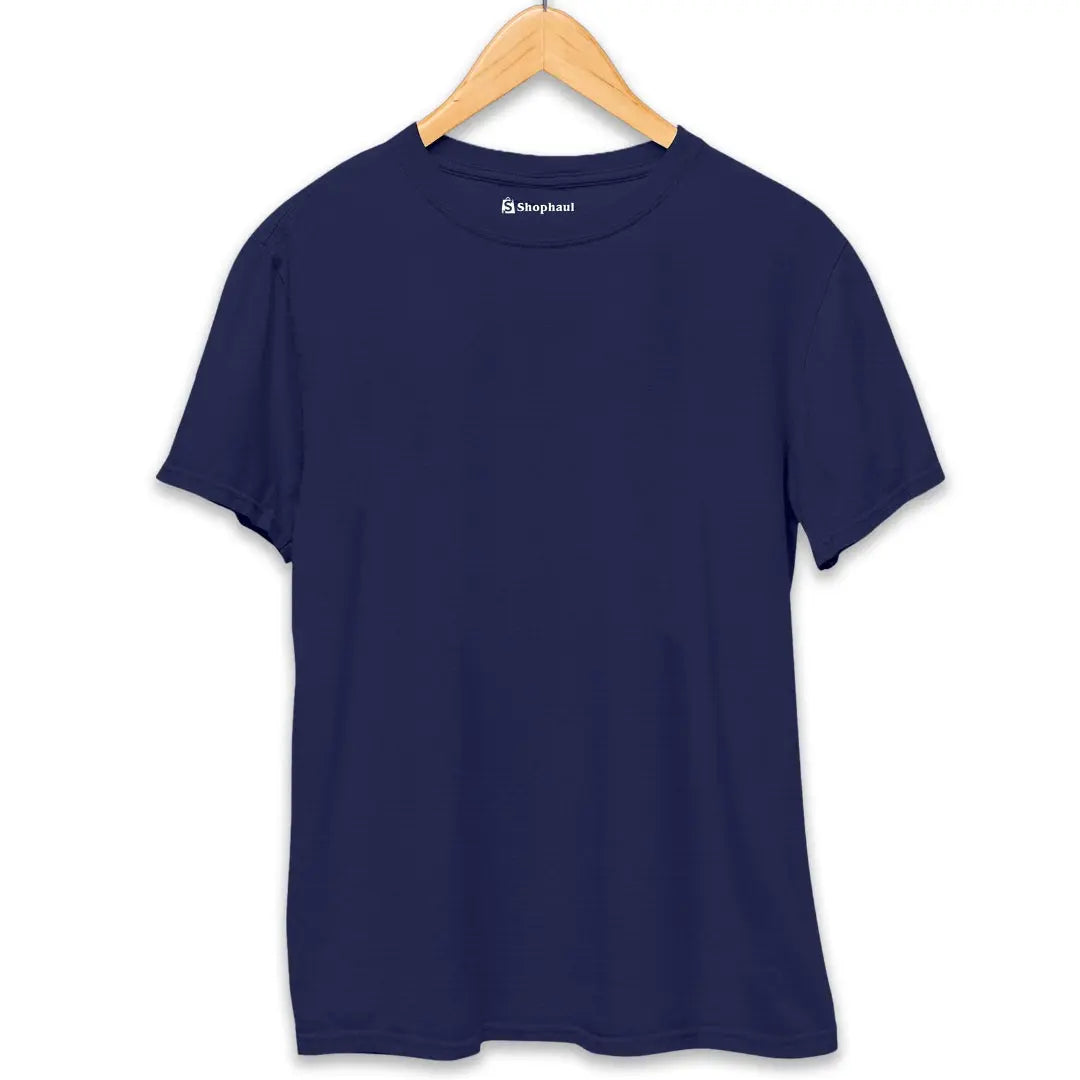 Navy Round Neck Plain T-shirt The Shophaul