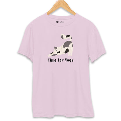 Time for Yoga Funny T-Shirt  Light-Baby-Pink-XXL