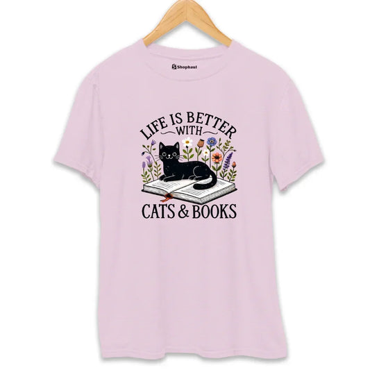 Life is better with Cats and Books T-Shirt