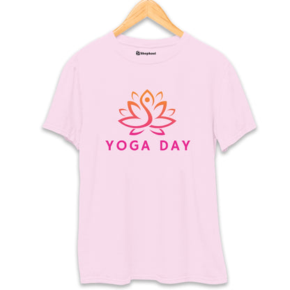 Yoga Day Lotus T-Shirt  Light-Baby-Pink-XXL