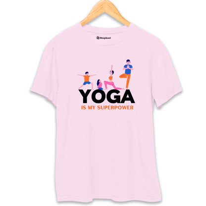 Yoga is my Superpower T-Shirt  Light-Baby-Pink-XXL