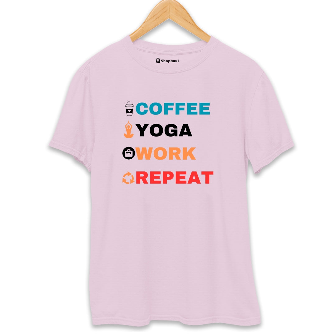 Coffee Yoga Work Repeat T-Shirt The Shophaul