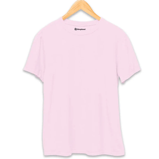 Light Baby Pink Round Neck Plain T-Shirt The Shophaul