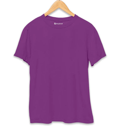 Purple Round Neck Plain T-Shirt The Shophaul