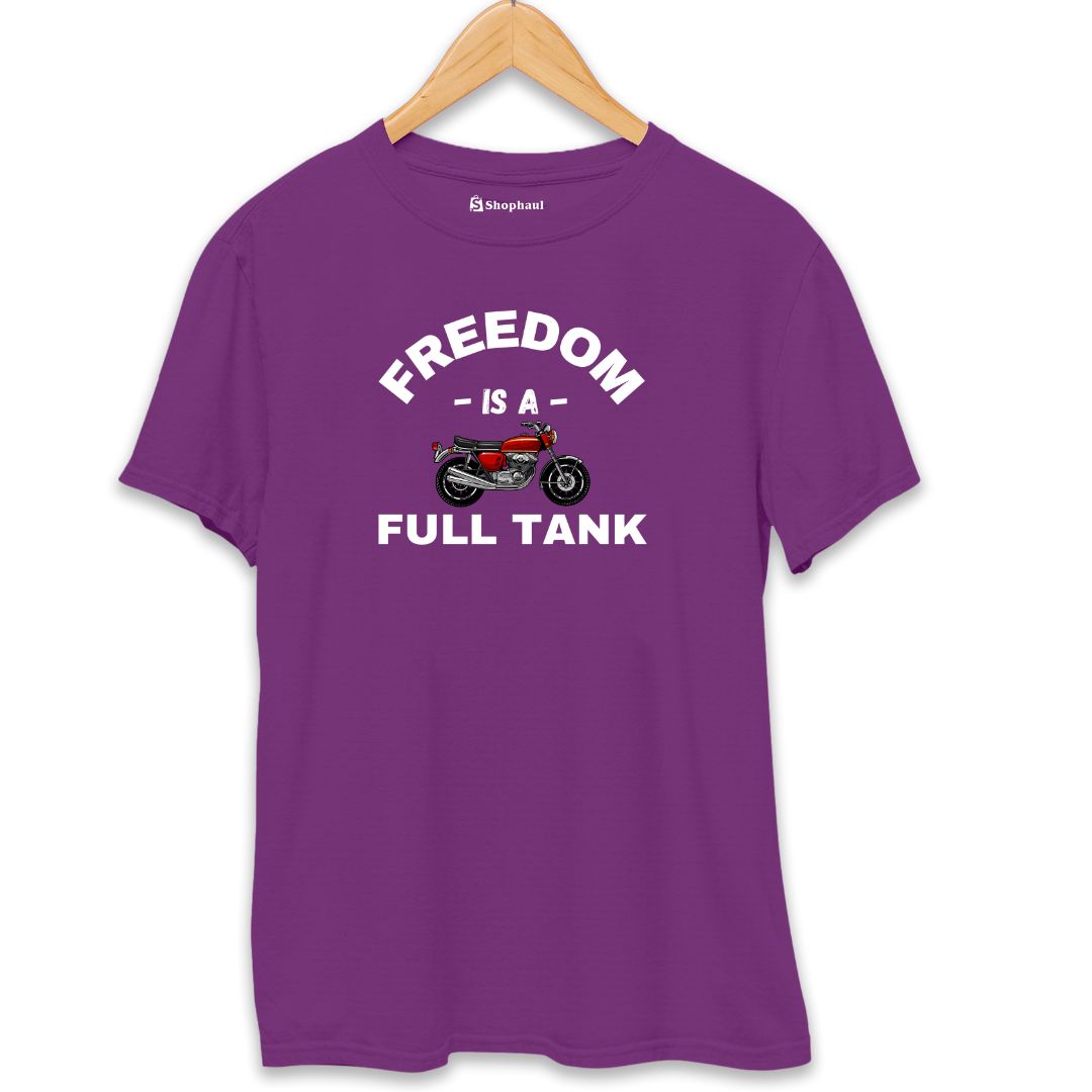 Freedom is a Full Tank Biker T-Shirt  Purple-XXL