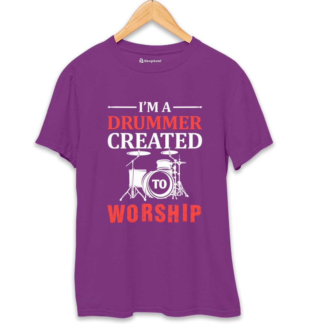Drummer Created to Worship Music T-Shirt (Clearance Sale)
