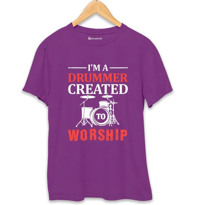 Drummer Created to Worship Music T-Shirt (Clearance Sale)