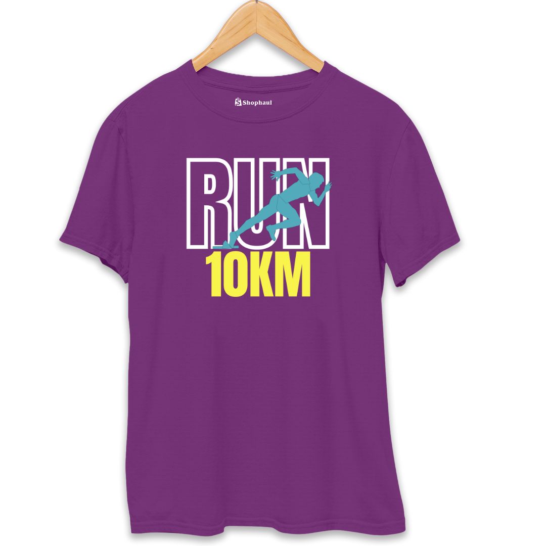 RUN 10KM Running T-Shirt  Purple-XXL