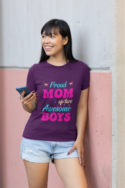 Proud Mom of two Awesome Boys T-Shirt 