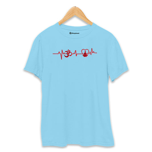 OM Heartbeat Yoga T-Shirt  SkyBlue-XXL