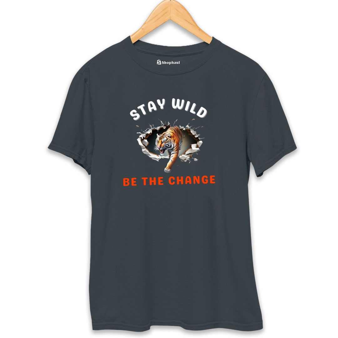 Stay Wild Tiger T-Shirt  Steel-Grey-XXL