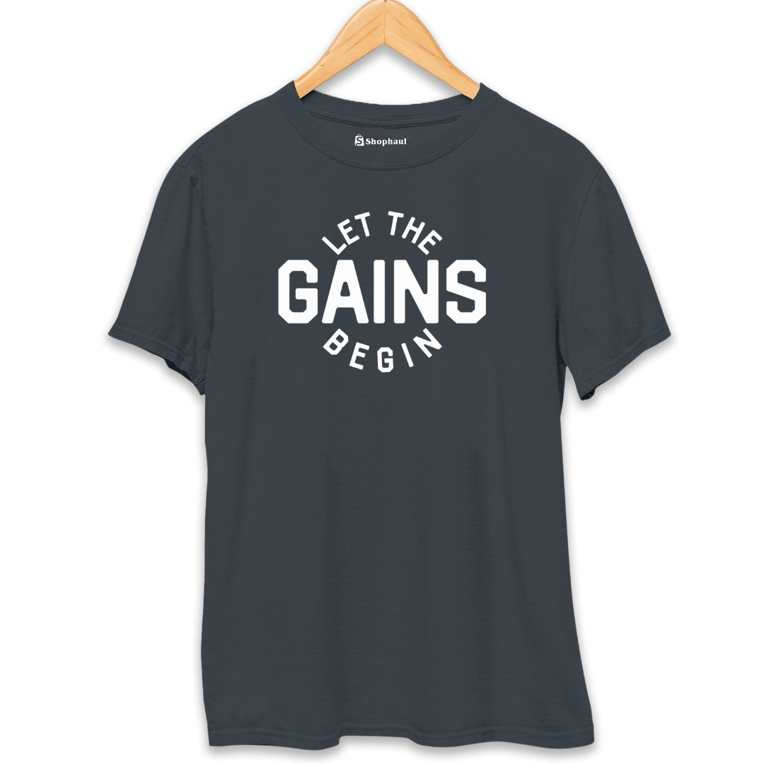 Let the Gain Begin Gym T-Shirt  Steel-Grey-XXL