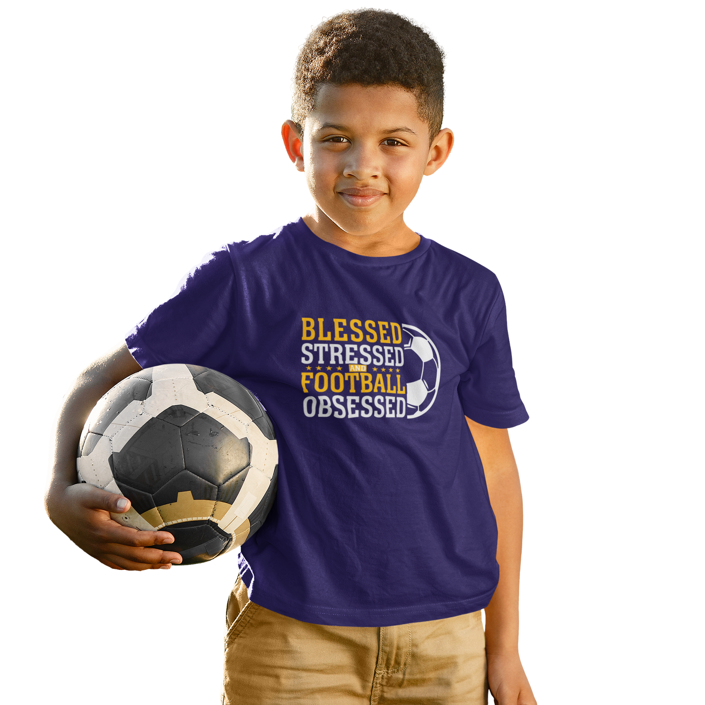 Kids Stressed Blessed Football T-Shirt The Shophaul