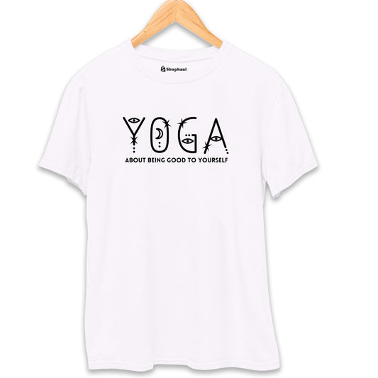 Yoga is About being Good T-Shirt The Shophaul