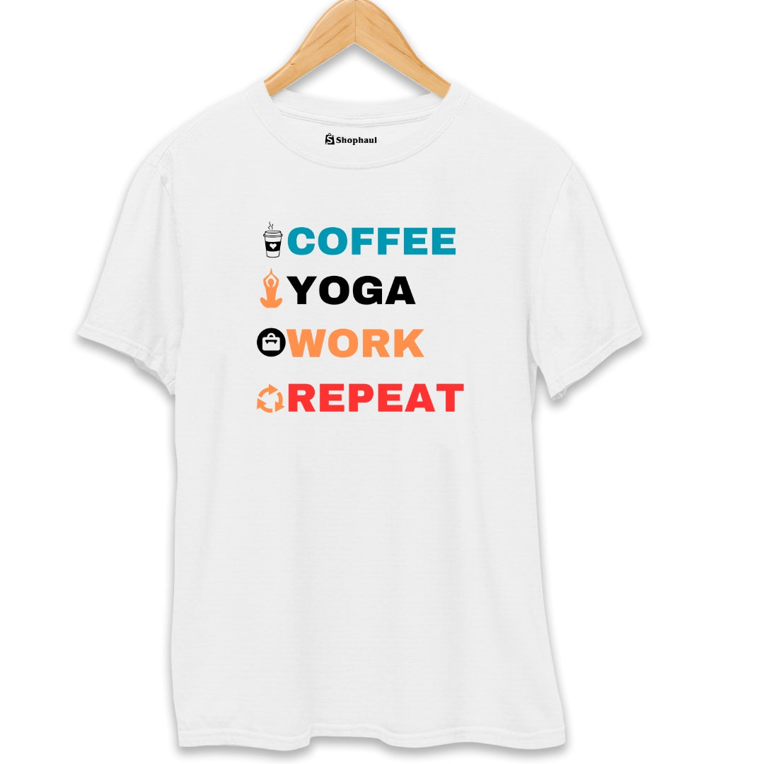 Coffee Yoga Work Repeat T-Shirt The Shophaul