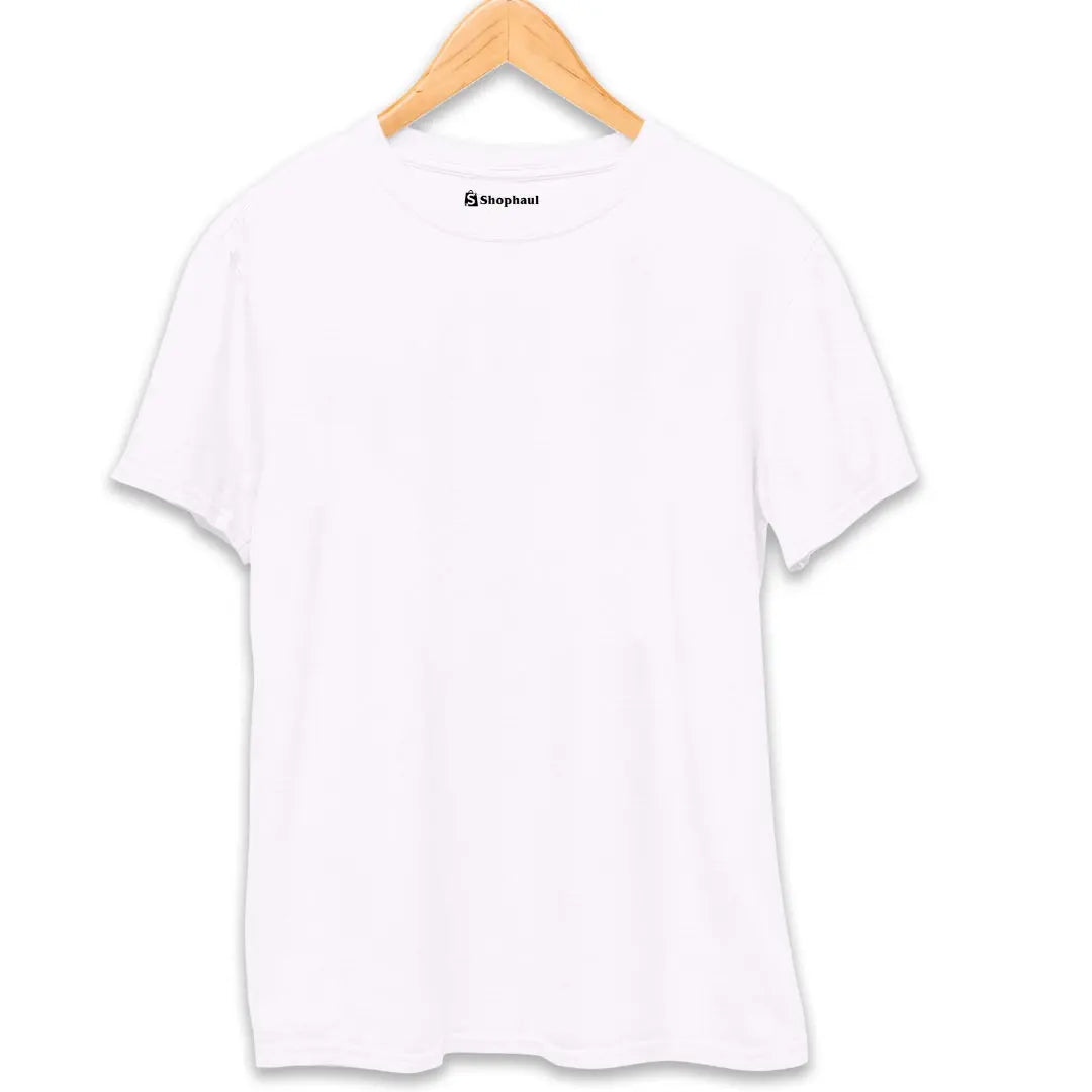 White Round Neck Plain T-shirt The Shophaul