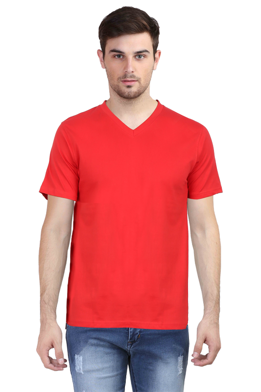 Red V Neck Plain T-Shirt The Shophaul