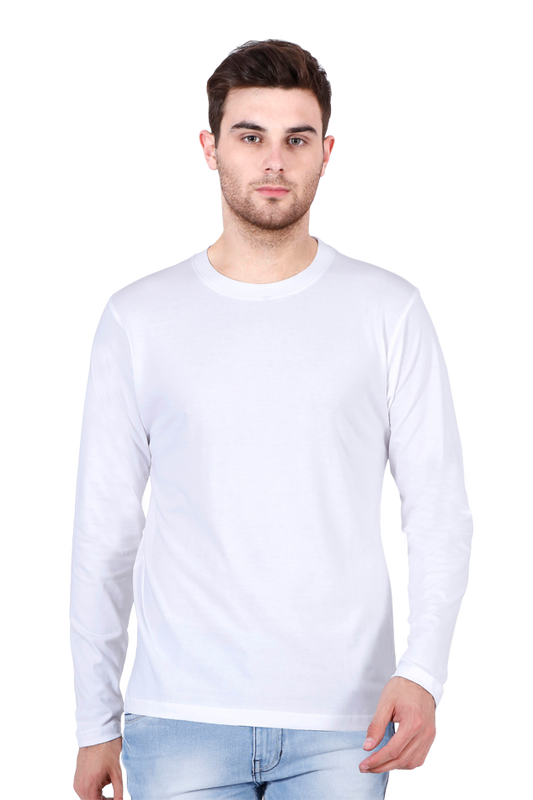 White Full Sleeve Plain T-Shirt The Shophaul