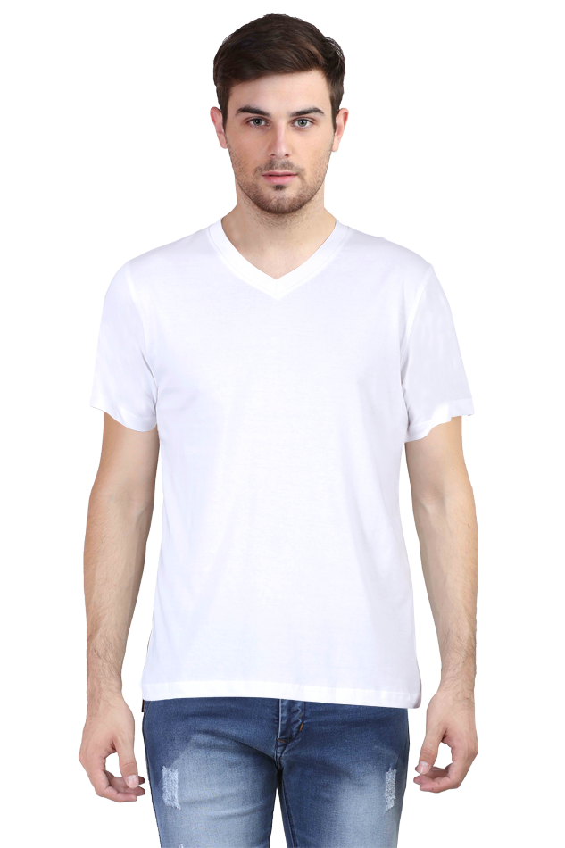 White V Neck Plain T-Shirt The Shophaul