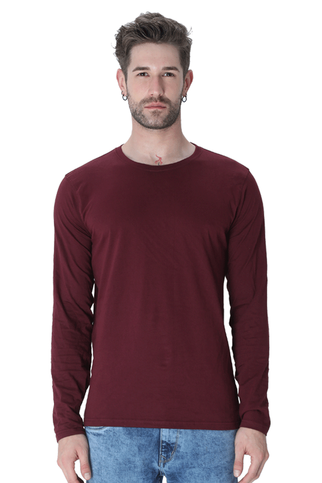 Maroon Full Sleeve Plain T-Shirt The Shophaul