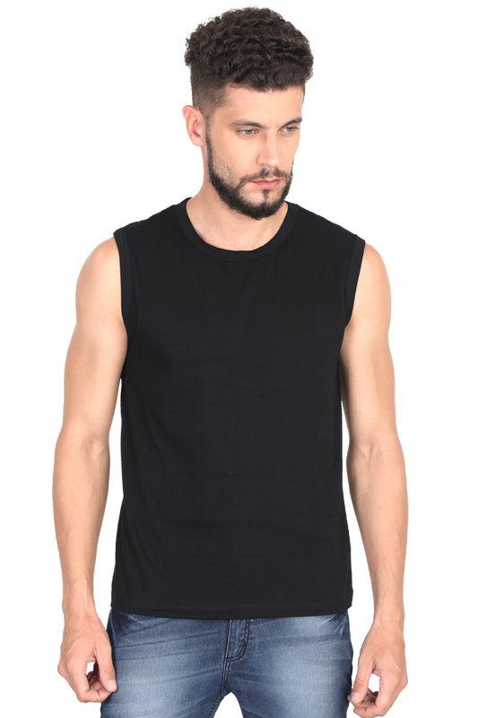 Black Sleeveless Plain T-Shirt The Shophaul