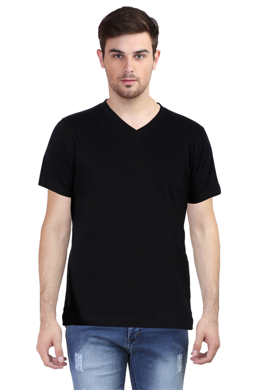 Black V Neck Plain T-Shirt The Shophaul