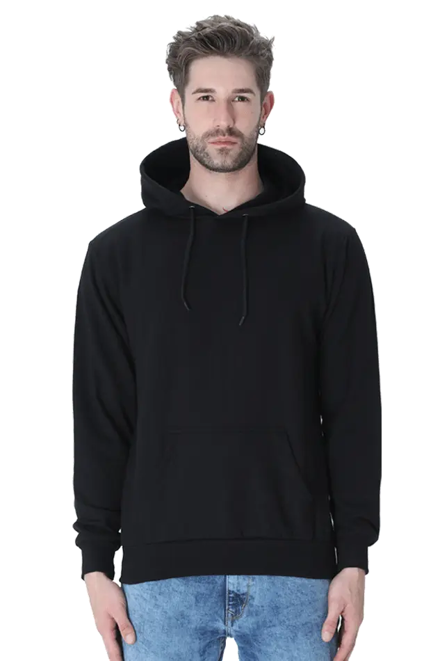 Plain Hooded Sweatshirt Black The Shophaul