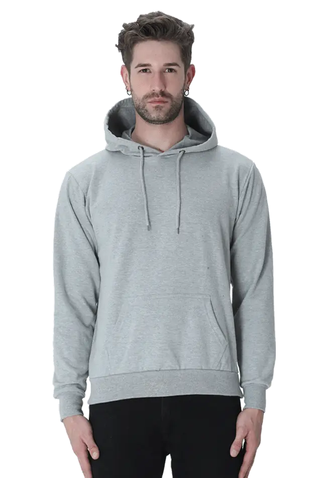 Plain Hooded Sweatshirt - Grey Melange The Shophaul