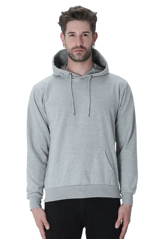 Plain Hooded Sweatshirt - Grey Melange The Shophaul