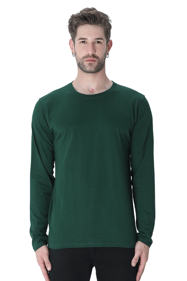 Bottle Green Full Sleeve Plain T-Shirt The Shophaul